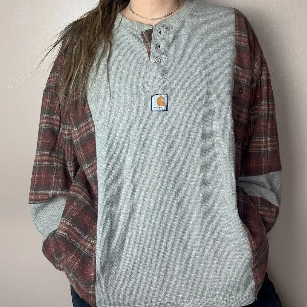 Reworked Vintage Carhartt Flannel Baggy Relaxed Western Long Sleeve Shirt Top